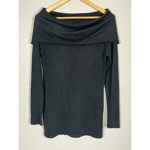 SPIEGEL Off Shoulder Front Cowl Silk Cashmere Sweater Ladies Sz Small Gray N73